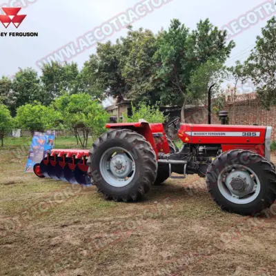 5 disc plough attached to Massey Ferguson tractor.